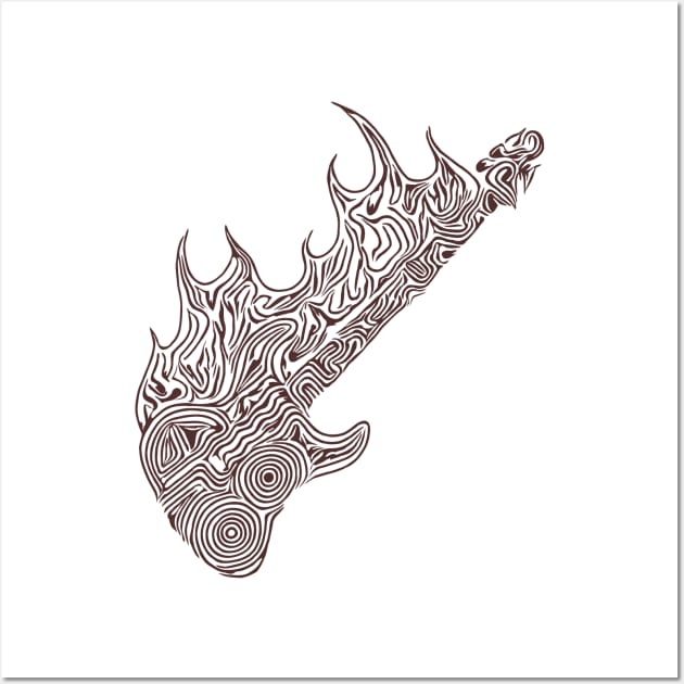 Flaming Bass Guitar Wall Art by PsychedelicDesignCompany